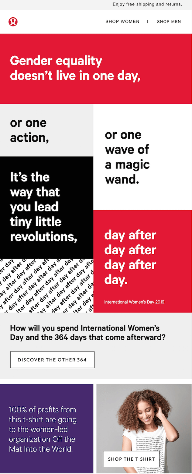 Lululemon_womens_day_newsletter_example